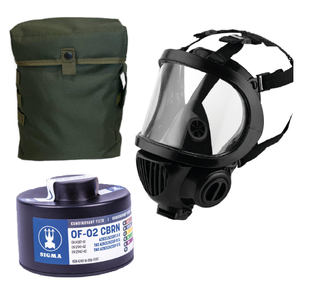 Протигаз фільтрувальний MFA FM-7700 з фільтром OF-02 CBRN (у комплекті: повнолицева маска MFA FM-7700, фільтр тип A2B2E2K2SXP3DR, сумка)